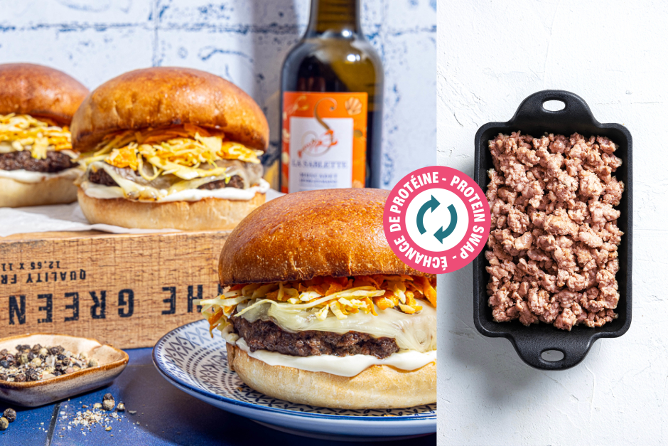 Échange de protéine | Smash burgers de chair à saucisse avec fromage suisse