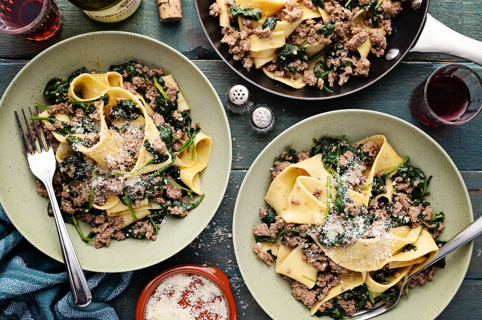 Fast Fresh Pappardelle with Ground Beef