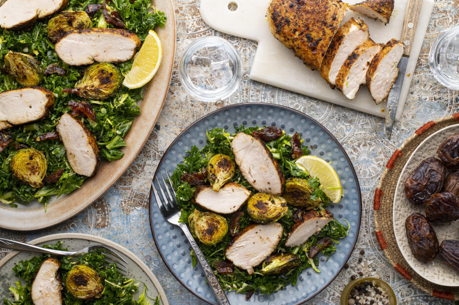 Poulet citronné et salade César au kale