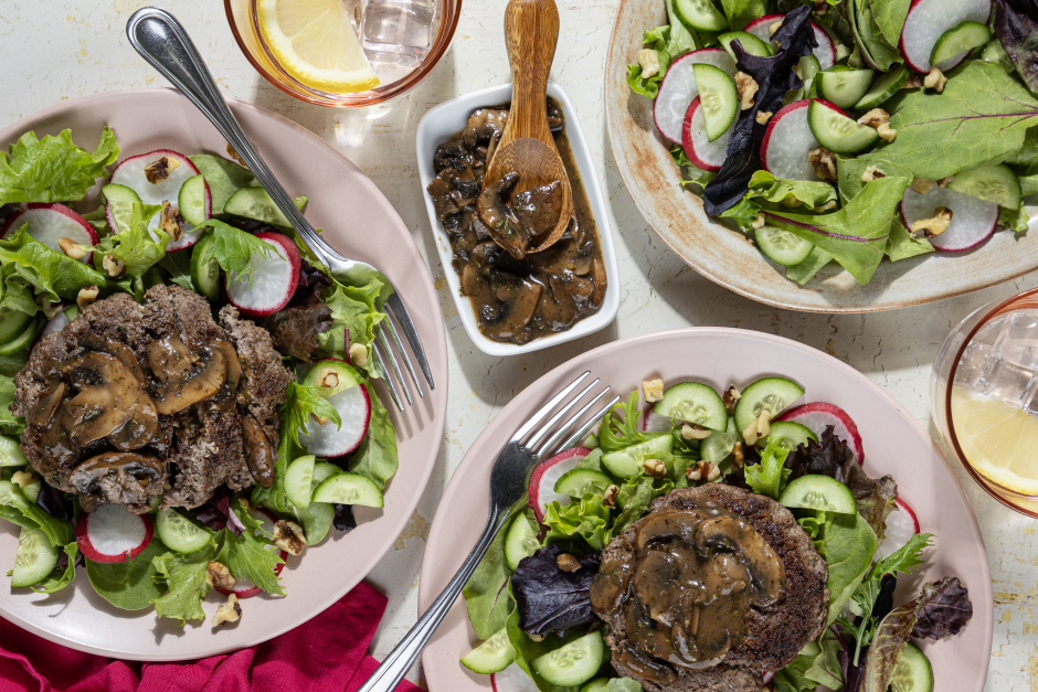 Keto: Beef Patties with Mushroom Pan Sauce