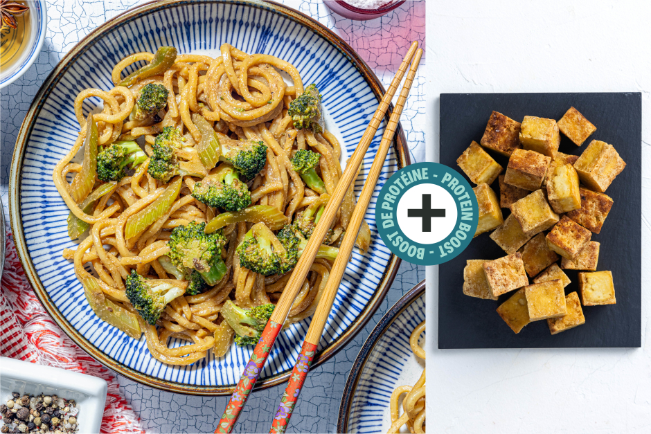 Boost de protéines | Nouilles de Shanghai à l'ail noir et au tofu