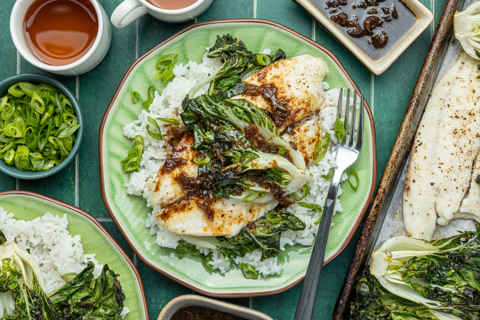 Roasted Tilapia with Soy-Ginger Drizzle