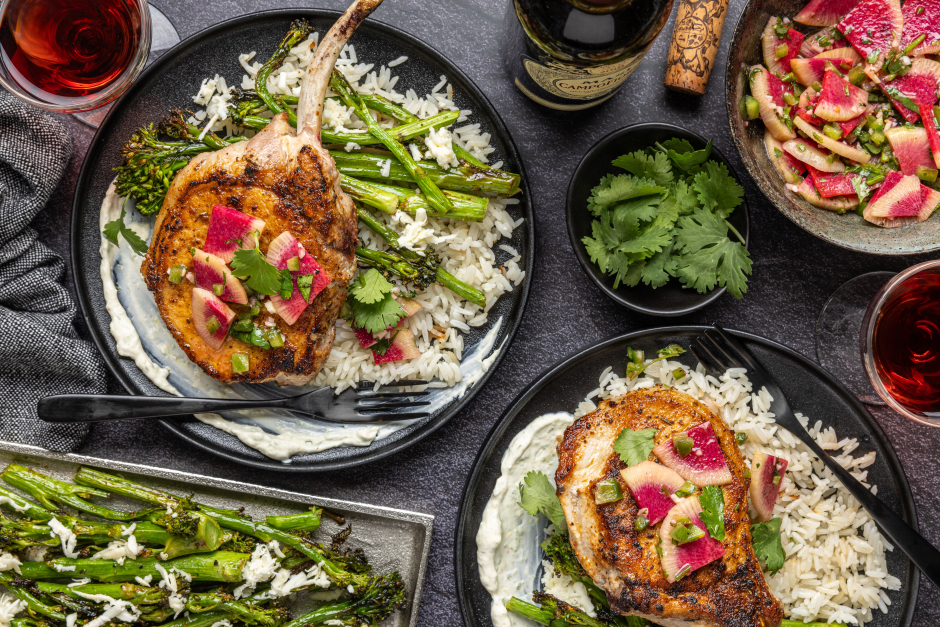 Nagano Pork Chops & Hot Watermelon Radish Salsa