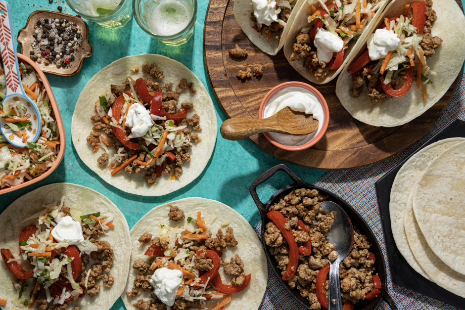 Quick Ground Pork & Sweet Pepper Tacos