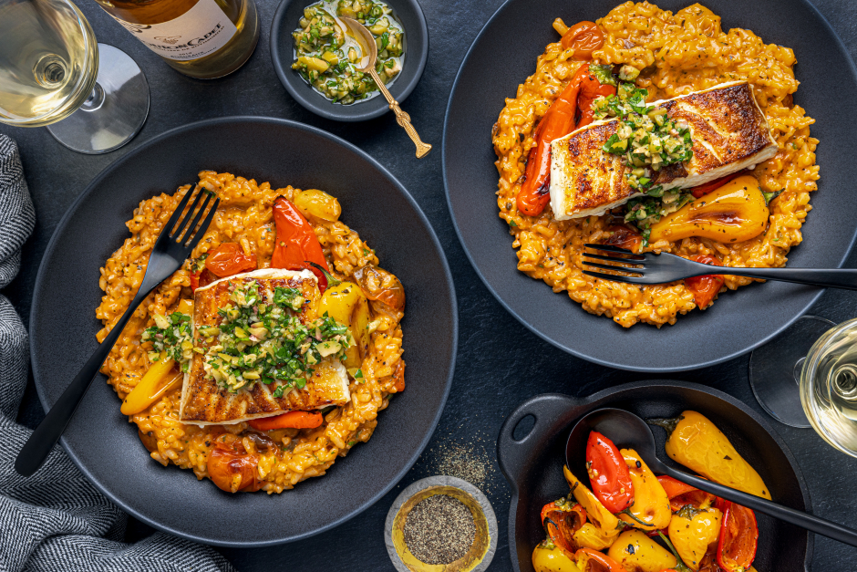 L’Artisan: Pan-Seared Halibut over Hot Roman-Spiced Risotto