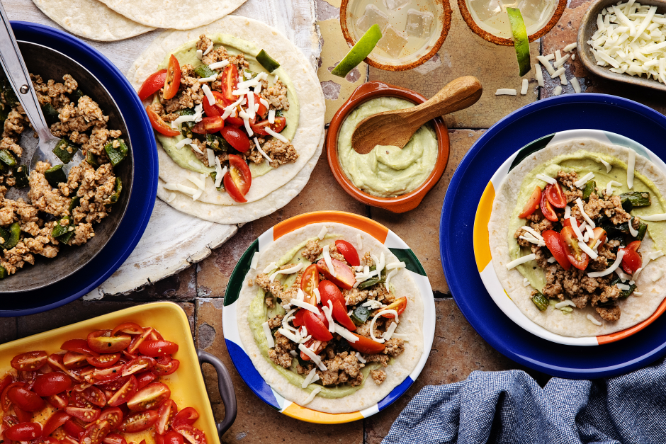 Speedy Ground Pork & Poblano Tacos