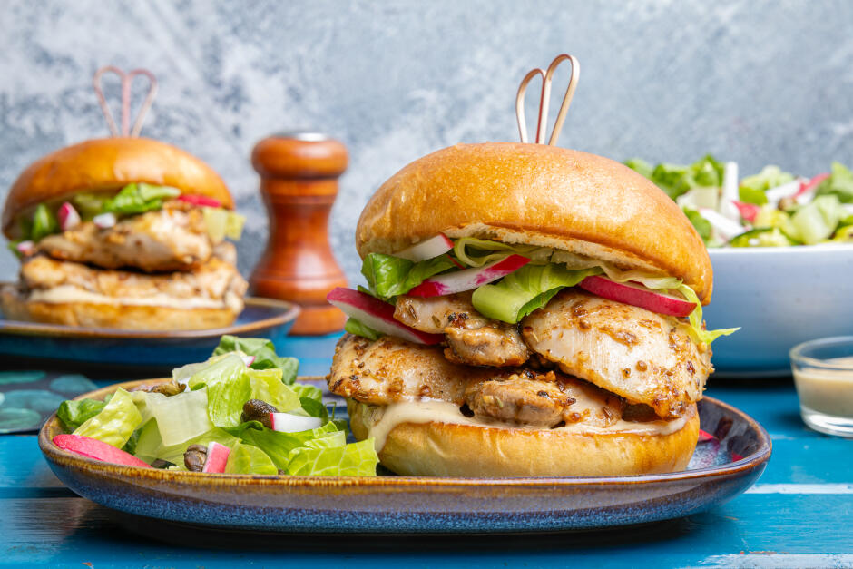 Miso Caesar Chicken Burgers
