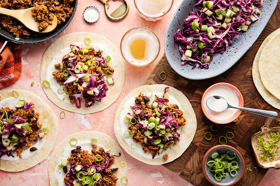 Tacos au quinoa et haricots noirs