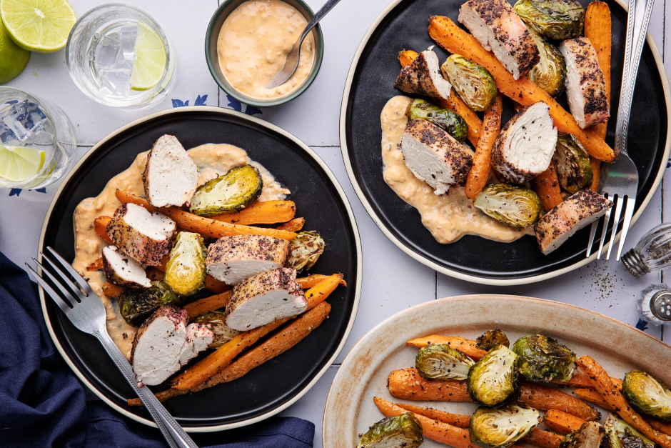 Sumac-Spiced Chicken with Roasted Garlic Labneh