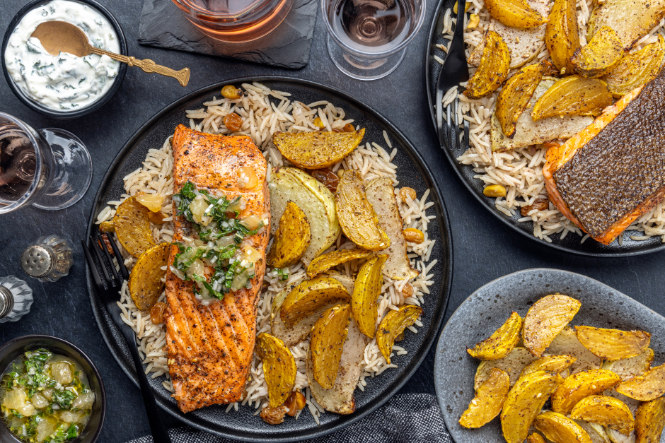 Truite steelhead au sumac avec salsa à la menthe et au citron rose