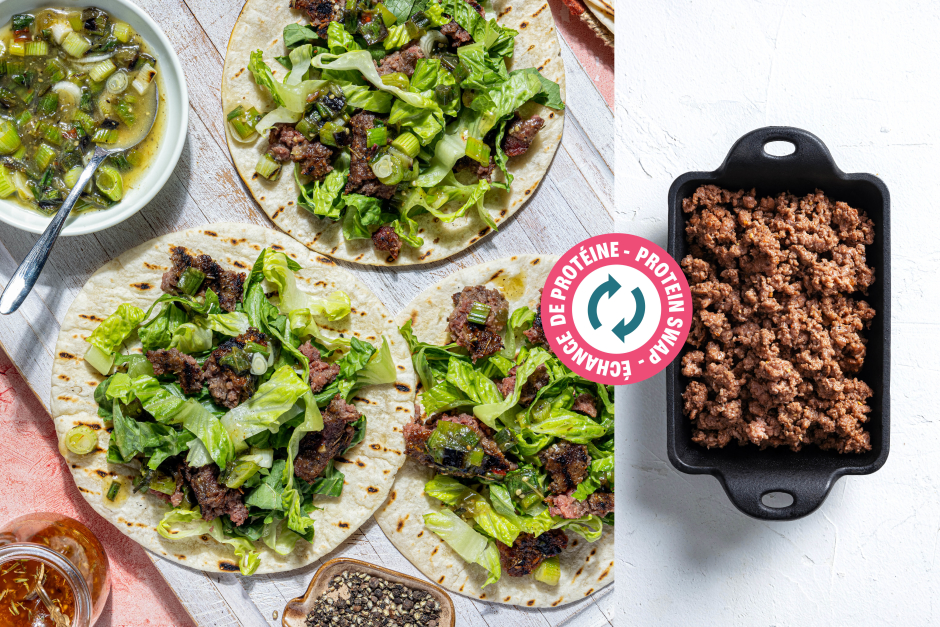 Échange de protéine | Tacos de bœuf haché grillé aux piments anchos fumés