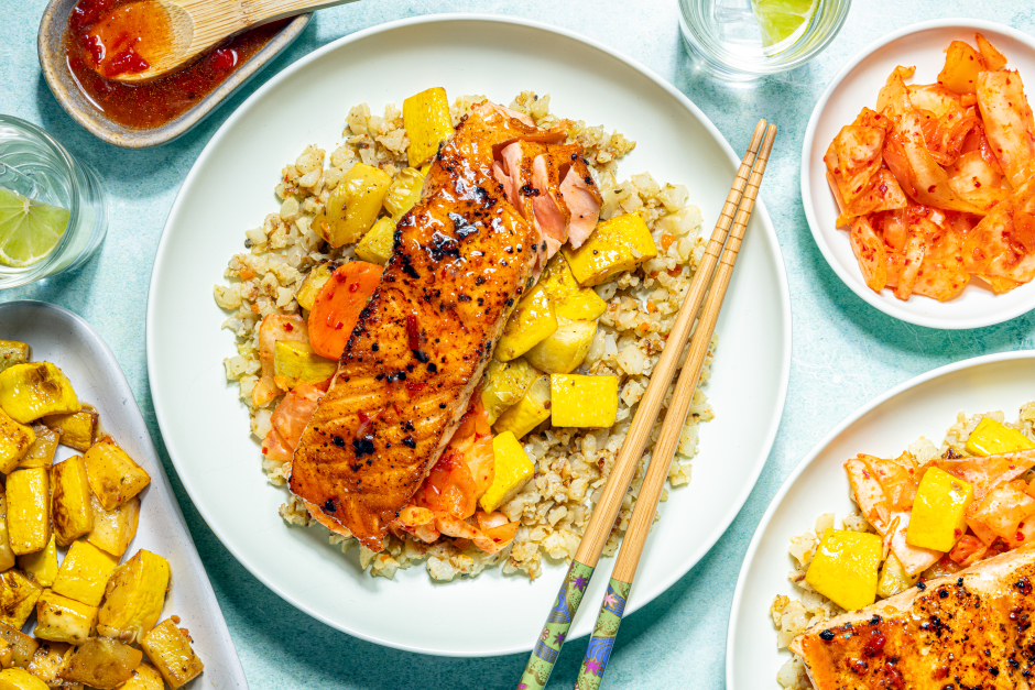 Spicy Salmon Bibimbap Bowls