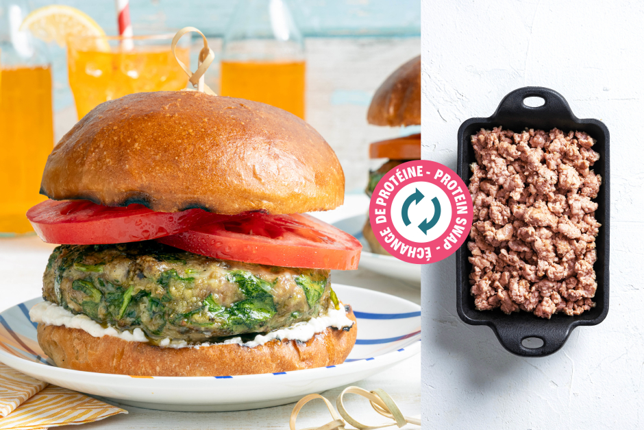 Protein Swap | BBQ Greek-Style Pork Sausage Burger