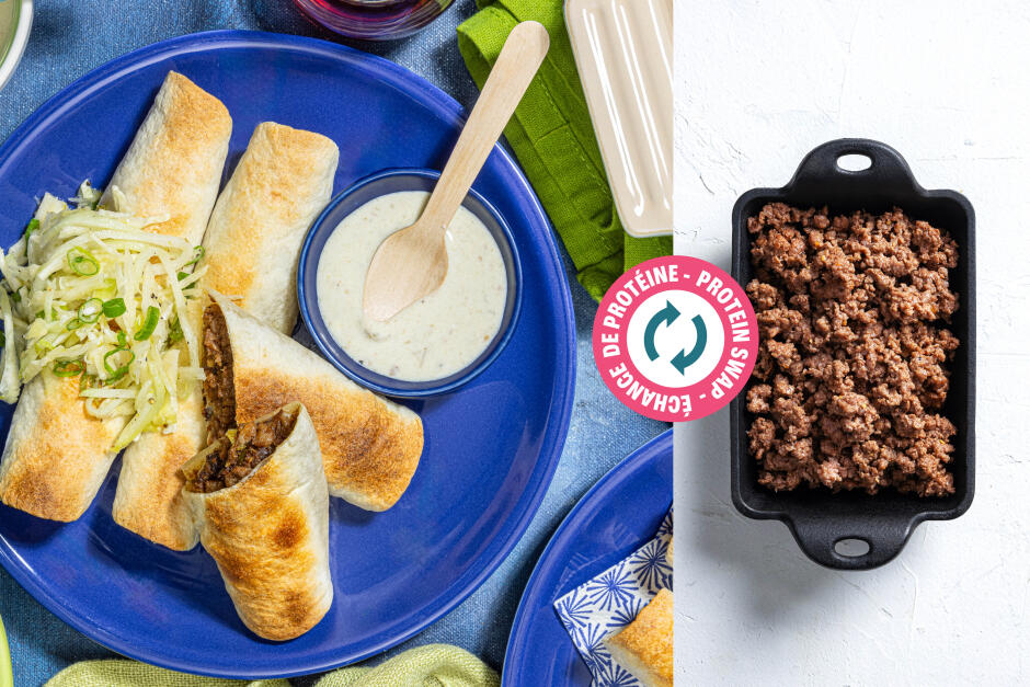 Protein Swap | Salsa Verde Ground Beef Taquitos