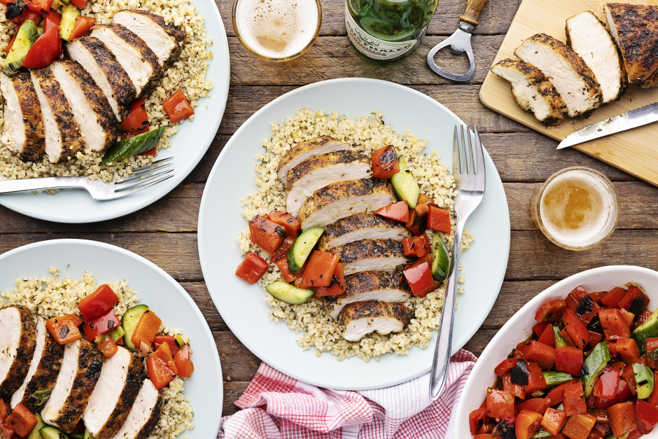 BBQ Chicken Breasts, Sweet Peppers & Scallion