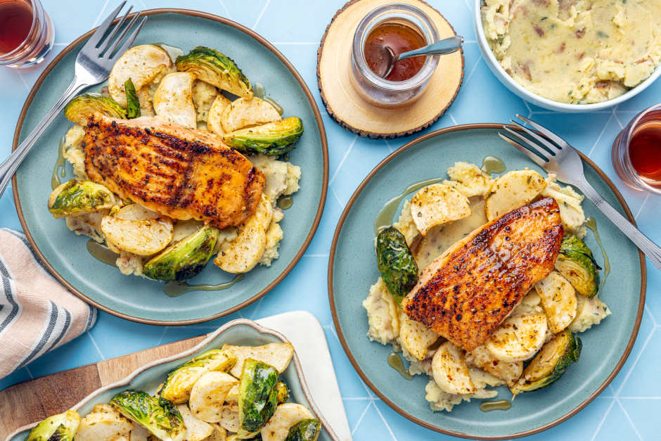 Maple Butter Salmon with Roasted Winter Vegetables