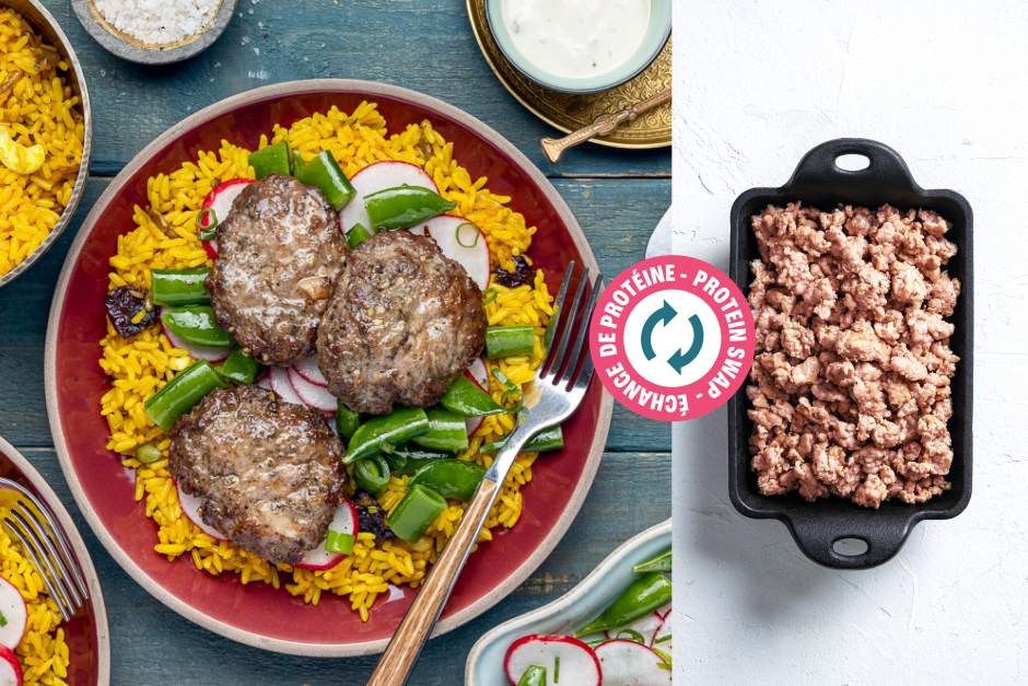 Protein Swap | Sausage Kofta over Jewelled Rice