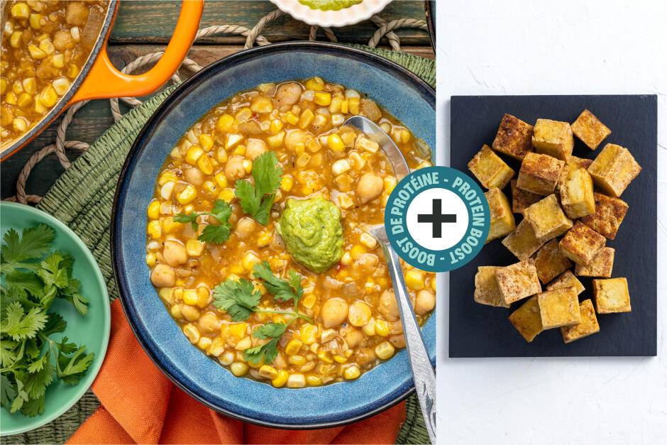 Protein Boost | Quick Tofu & Chickpea Chili Verde
