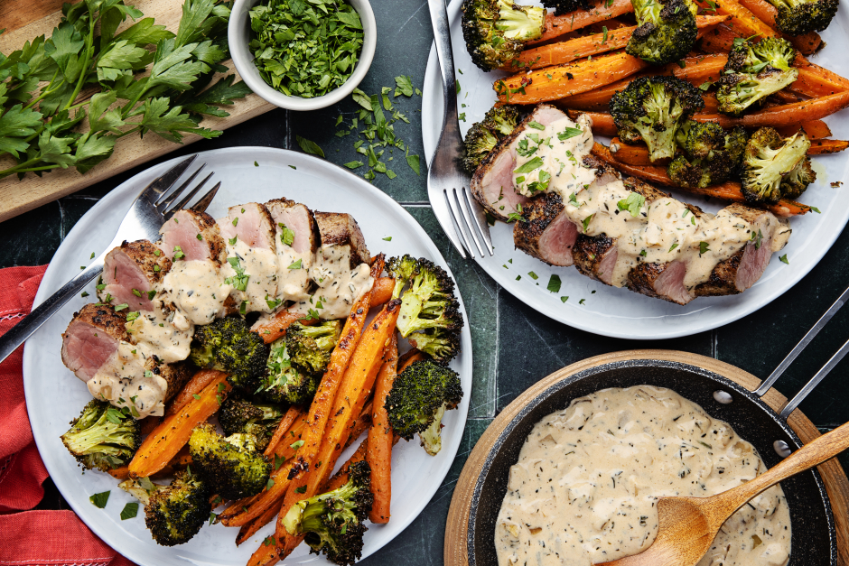 Keto: Pork Tenderloin & Creamy Dijon-Herb Sauce