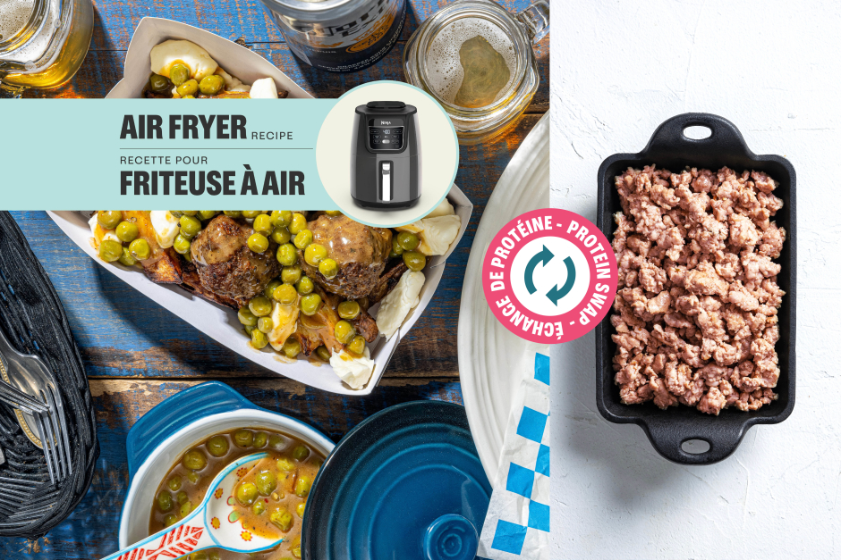 Échange de protéine | Boulettes de porc sur poutine à la friteuse à air