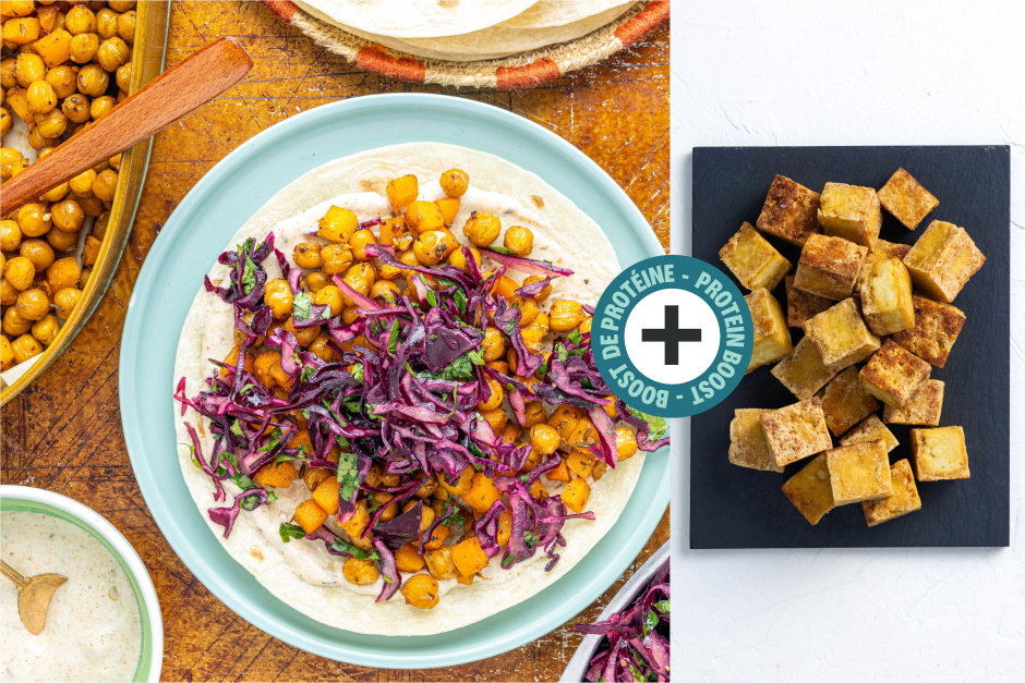 Protein Boost | Spicy Salsa Verde Tofu, Roasted Chickpea & Squash Tacos