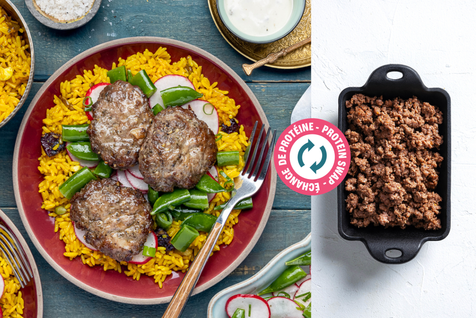 Protein Swap | Beef Kofta over Jewelled Rice