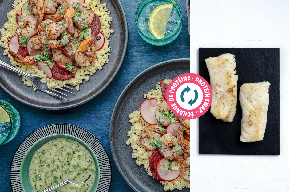 Protein Swap | Garlic Cod & Marinated Radish Couscous