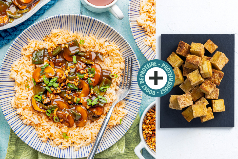 Protein Boost | Spicy Kung Pao Tofu, Mushrooms & Poblanos