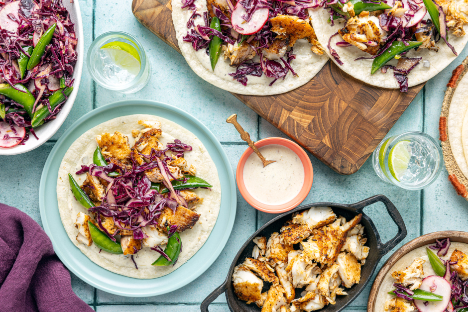Tilapia Tacos & Spicy Salsa Verde Sour Cream