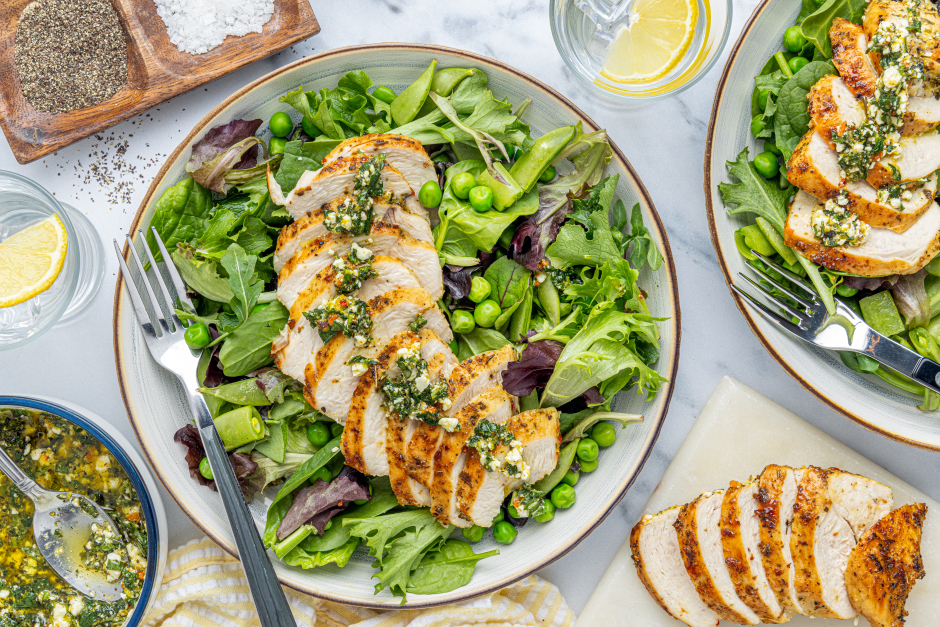 Salade verte estivale au poulet