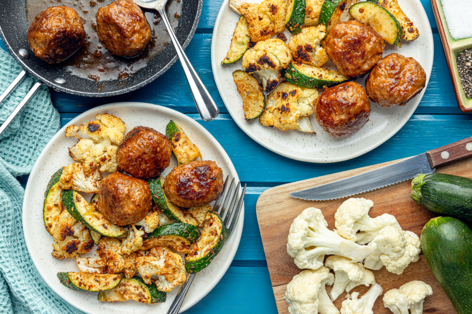 Carb-Wise: Cheesy Pork Sausage Meatball Skillet