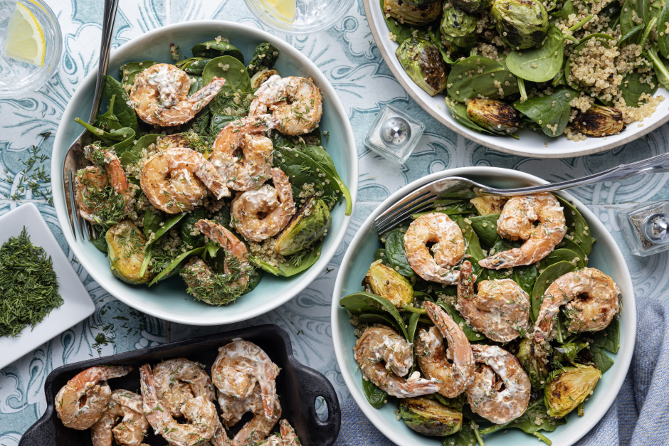 Carb-Wise: Shrimp, Quinoa & Roasted Brussels Sprout Salad