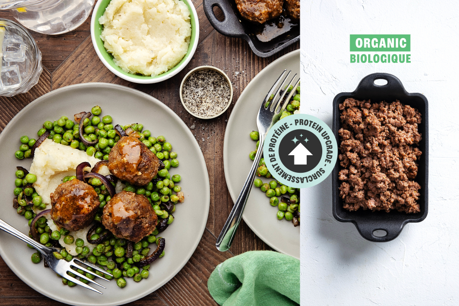 Surclassement de protéine | Sain + Sensé: Boulettes de bœuf BIO au cheddar vieilli style pub