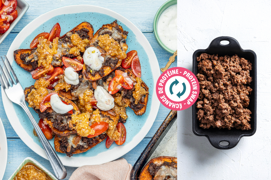 Protein Swap | Loaded Beef & Sweet Potato 'Nacho' Sheet Pan