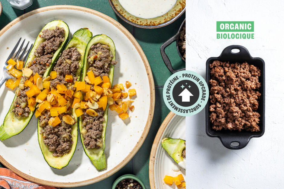Protein Upgrade | Middle Eastern ORGANIC Beef Zucchini Boats