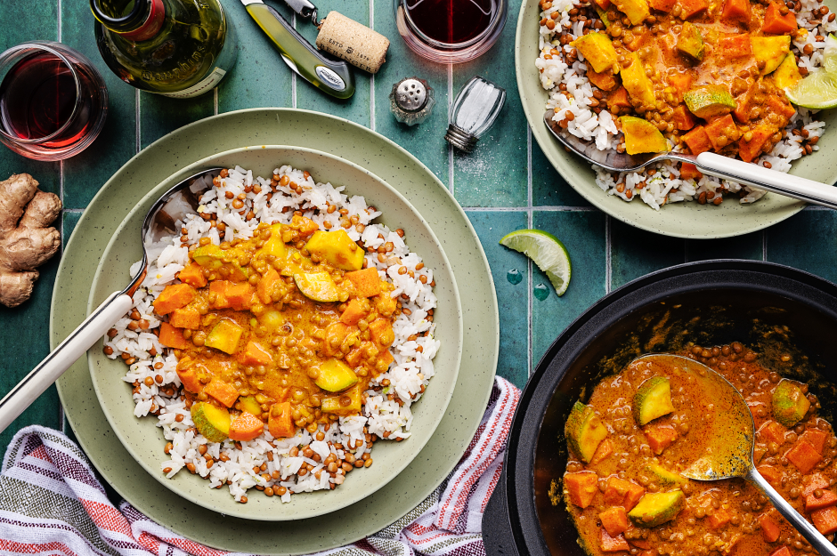Zucchini, Carrot & Ginger-Coconut Vegan Curry