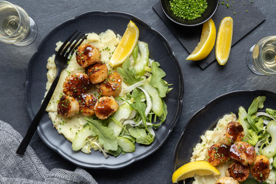 Pétoncles poêlés érable-moutarde