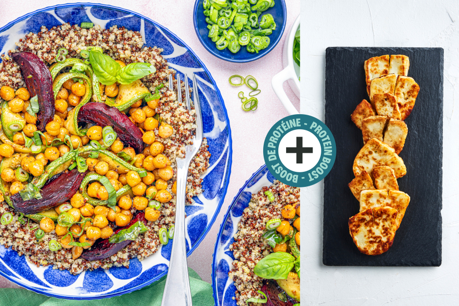 Protein Boost | Zingy Veggie Bowls with Halloumi & Warm Honey-Basil Vinaigrette