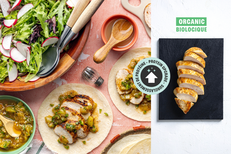 Protein Upgrade | ORGANIC Chicken Tacos with Spicy Tomatillo-Jalapeño Salsa Verde