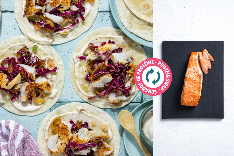 Échange de protéine | Tacos de saumon aux épices