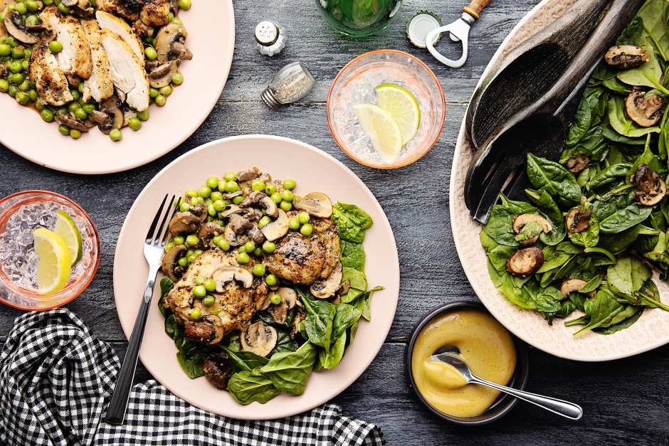 Sain + Sensé: Poulet forestier crémeux avec petits pois