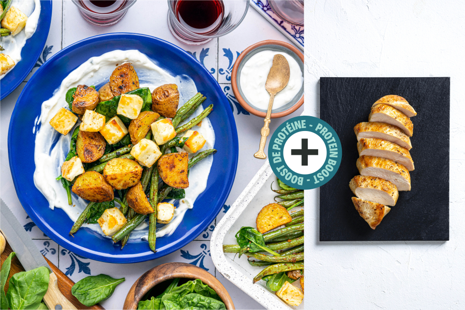 Protein Boost | Greek-Spiced Chicken & Halloumi Sheet Pan