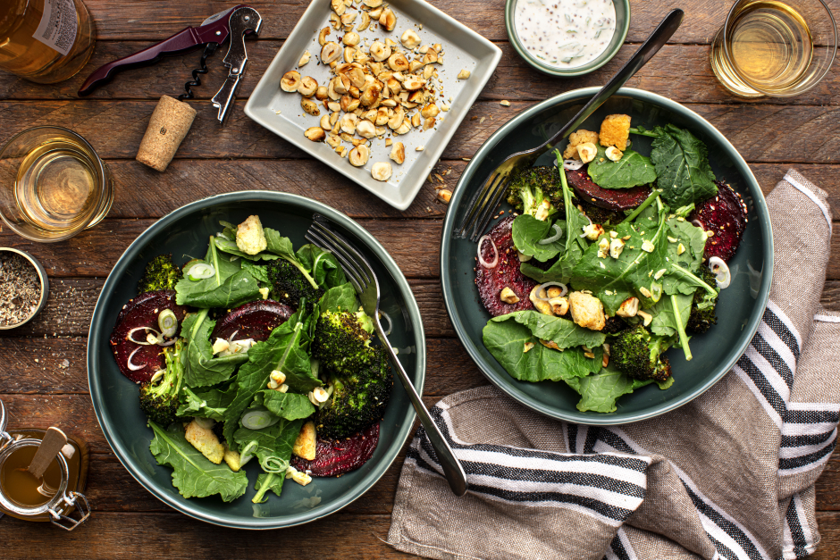 Spiced Roasted Beets with Broccoli & Toasted Hazelnuts