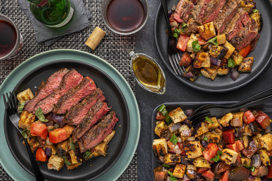 L’Artisan: BBQ Porterhouse Steak with Grilled Vegetable Panzanella