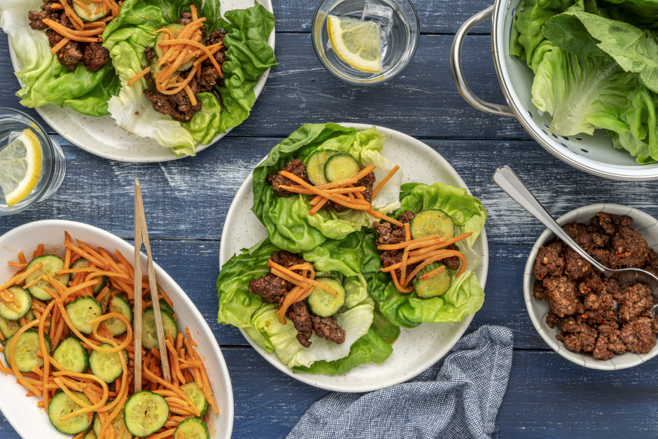Quick Korean-Spiced Ground Beef Lettuce Wraps