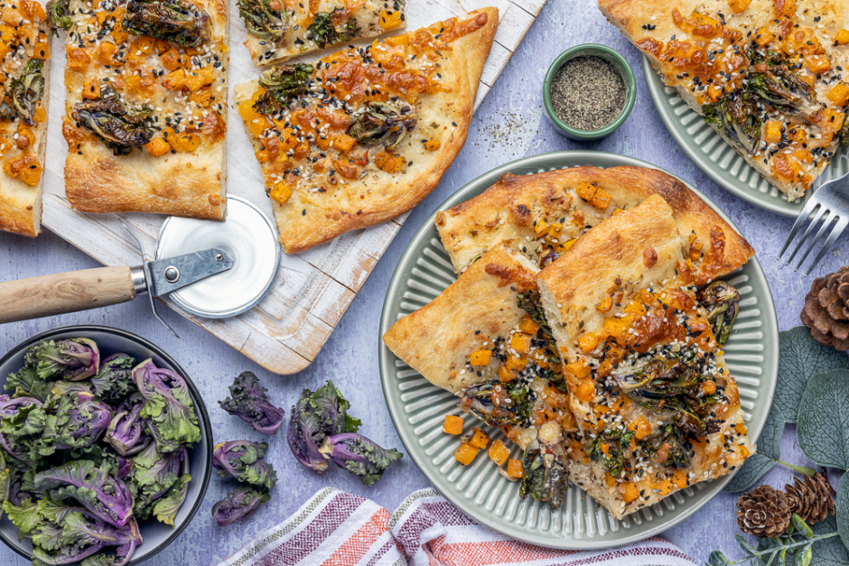 White Pizza with Kalette & Butternut Squash