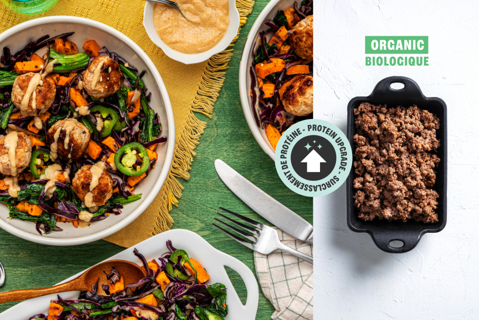 Protein Upgrade | Calorie-Wise: ORGANIC Beef Meatballs & Miso-Cashew Butter Sauce