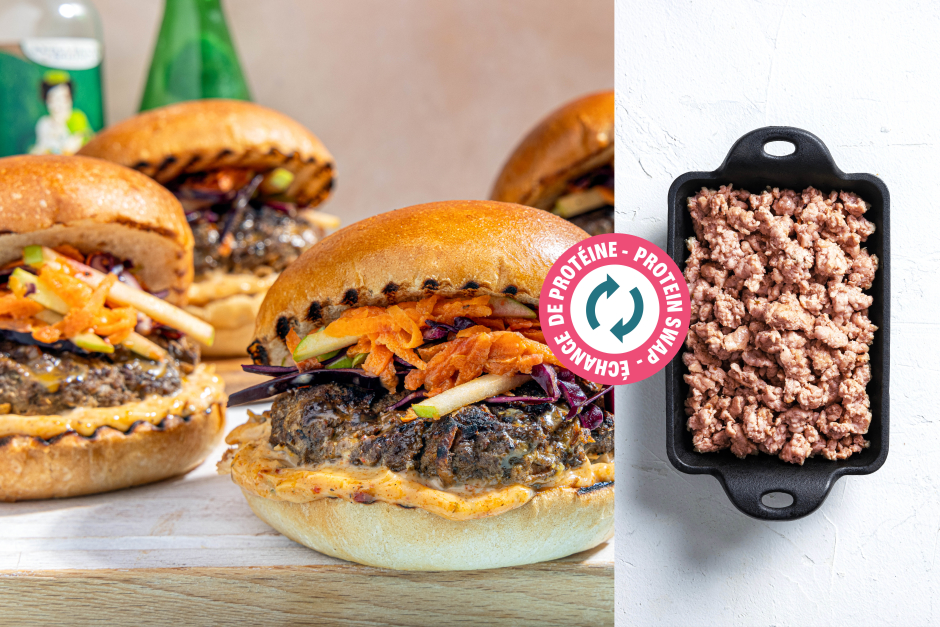 Échange de protéine | Burgers de porc et carottes cachées sur le barbecue