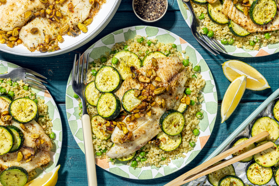 Tilapia au beurre noisette pistaches-citron