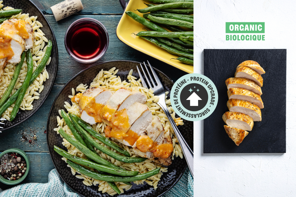 Surclassement de protéine | Poitrines de poulet BIO fromagées avec sauce crémeuse aux poivrons rôtis
